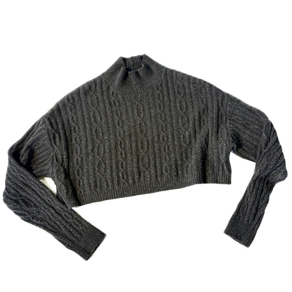 ALO Yoga Cable Knit Cropped Winter Bliss Turtleneck Long Sleeve - Picture 1 of 10
